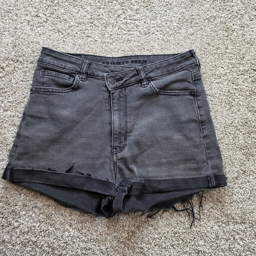 American Eagle Outfitters Shorts Womens 6 Gray Mom High Rise Frayed Hem Ladies‎